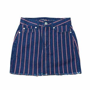 American Eagle Striped Hi-rise Denim Mini Skirt